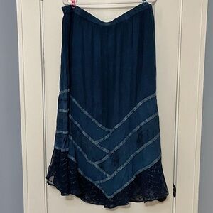 Studio West Deep Blue Layered Maxi Skirt